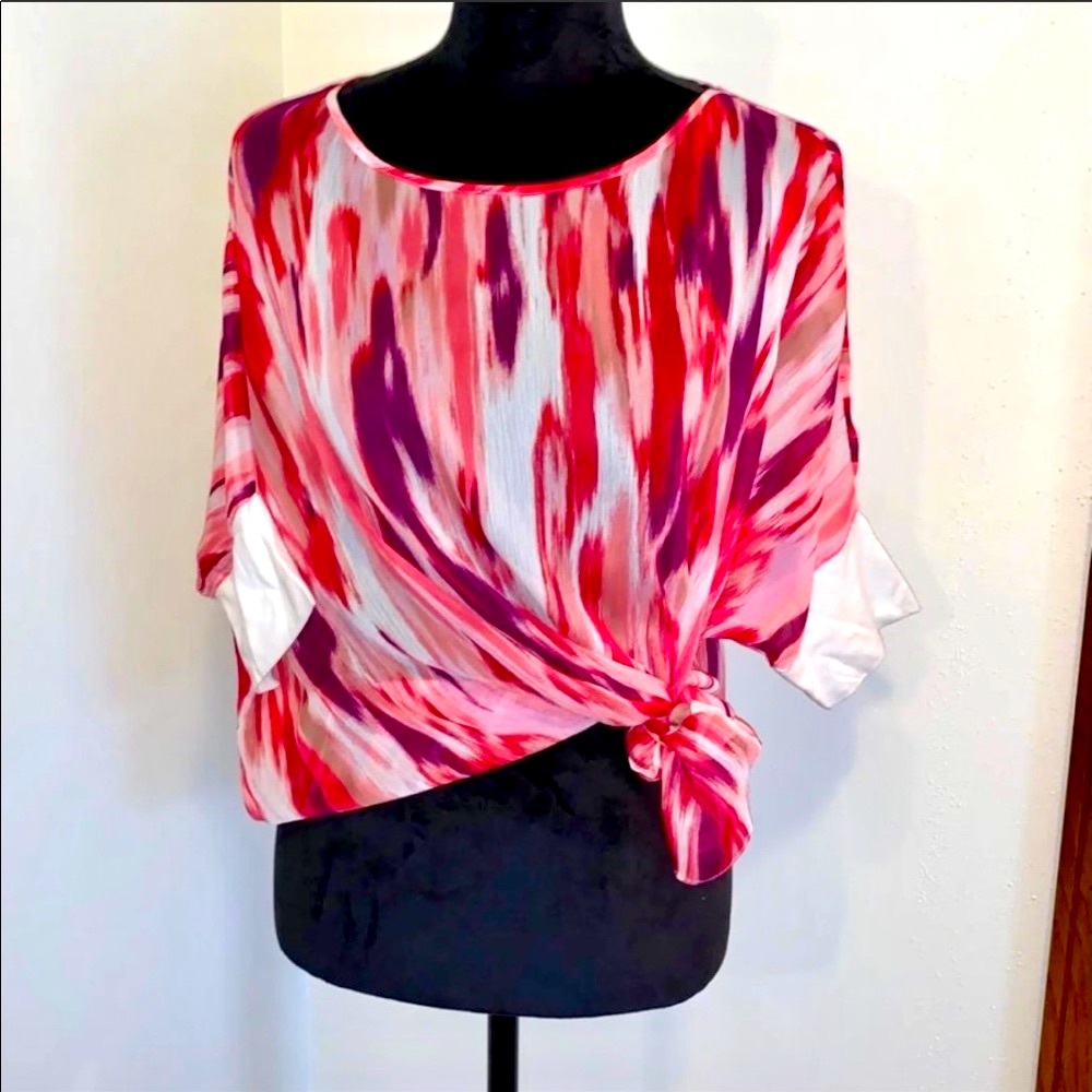 Multicolor Sheer Abstract Top